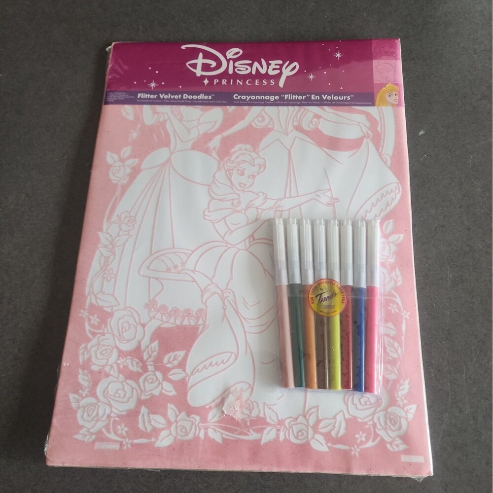Vintage 2003 Disney Princess "Flitter Velvet Doodles" 2-in-1 Poster Art Kit